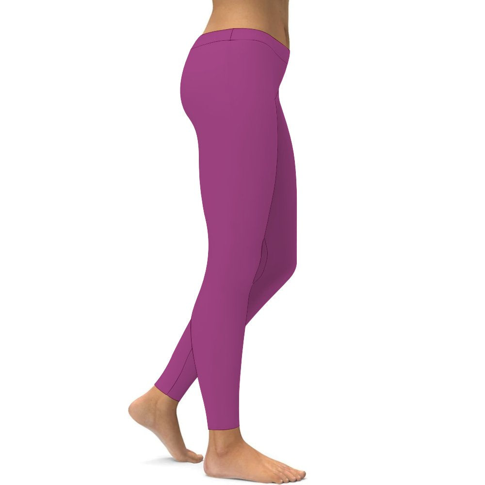 Yoga Leggings Tummy Control High Waist Stretchable Workout Pants Solid Purple