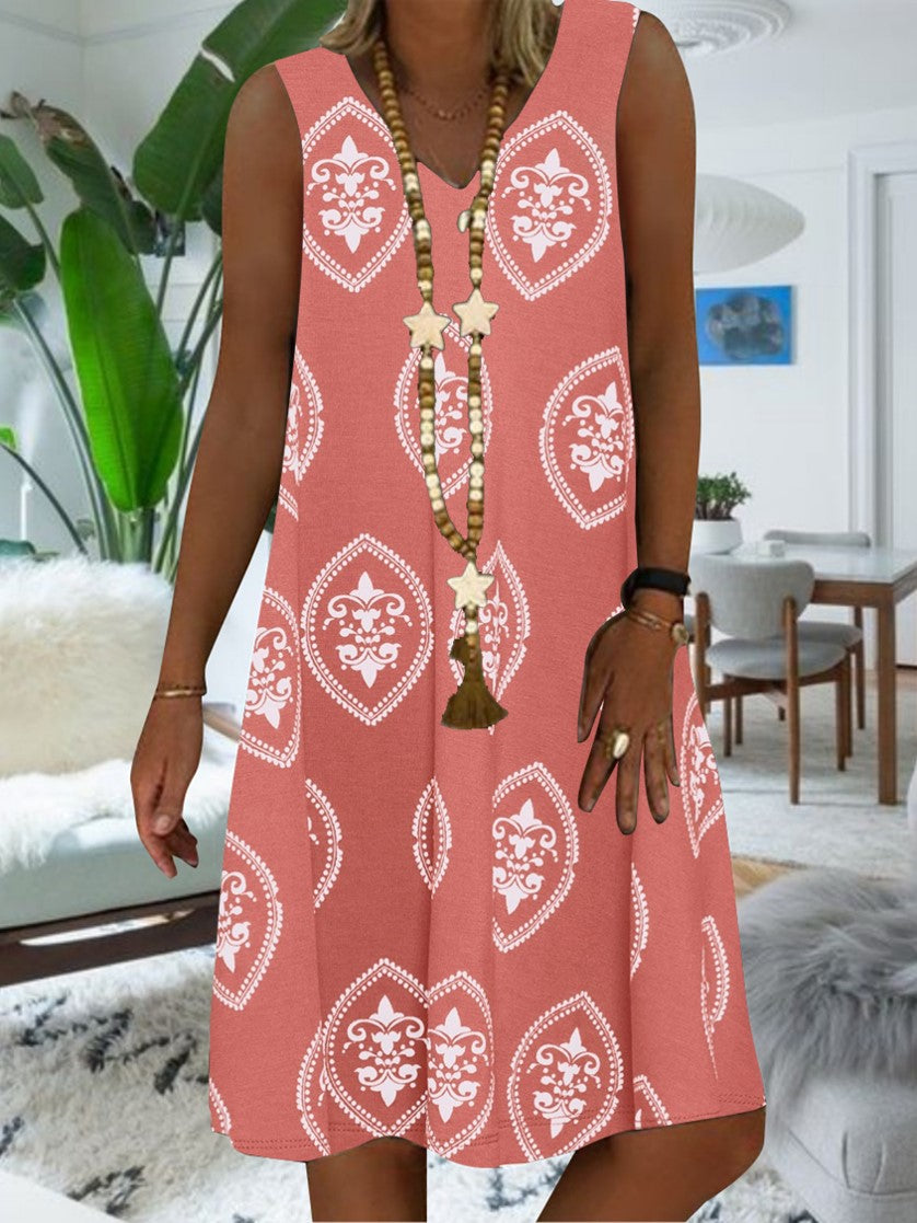 Women Graphic Printed Sleeveless V-neck Midi Dress
