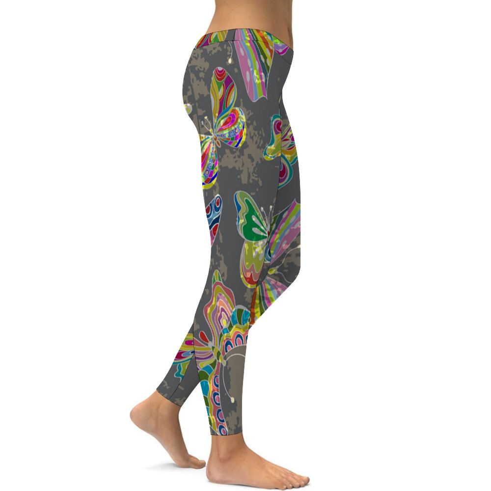 Yoga Leggings Tummy Control High Waist Stretchable Workout Pants Butterfly Printed