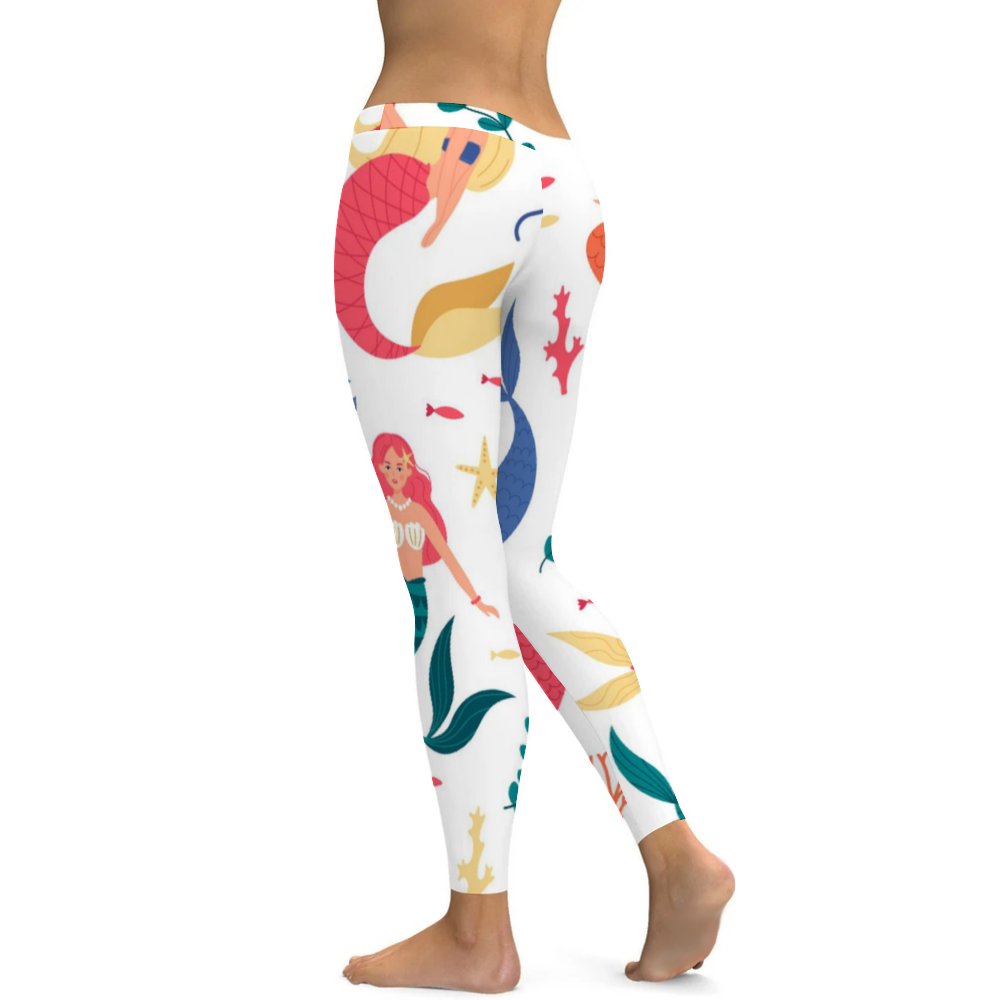 Yoga Leggings Tummy Control High Waist Stretchable Workout Pants Mermaid Printed