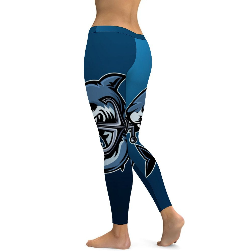 Yoga Leggings Tummy Control High Waist Stretchable Workout Pants Shark Printed