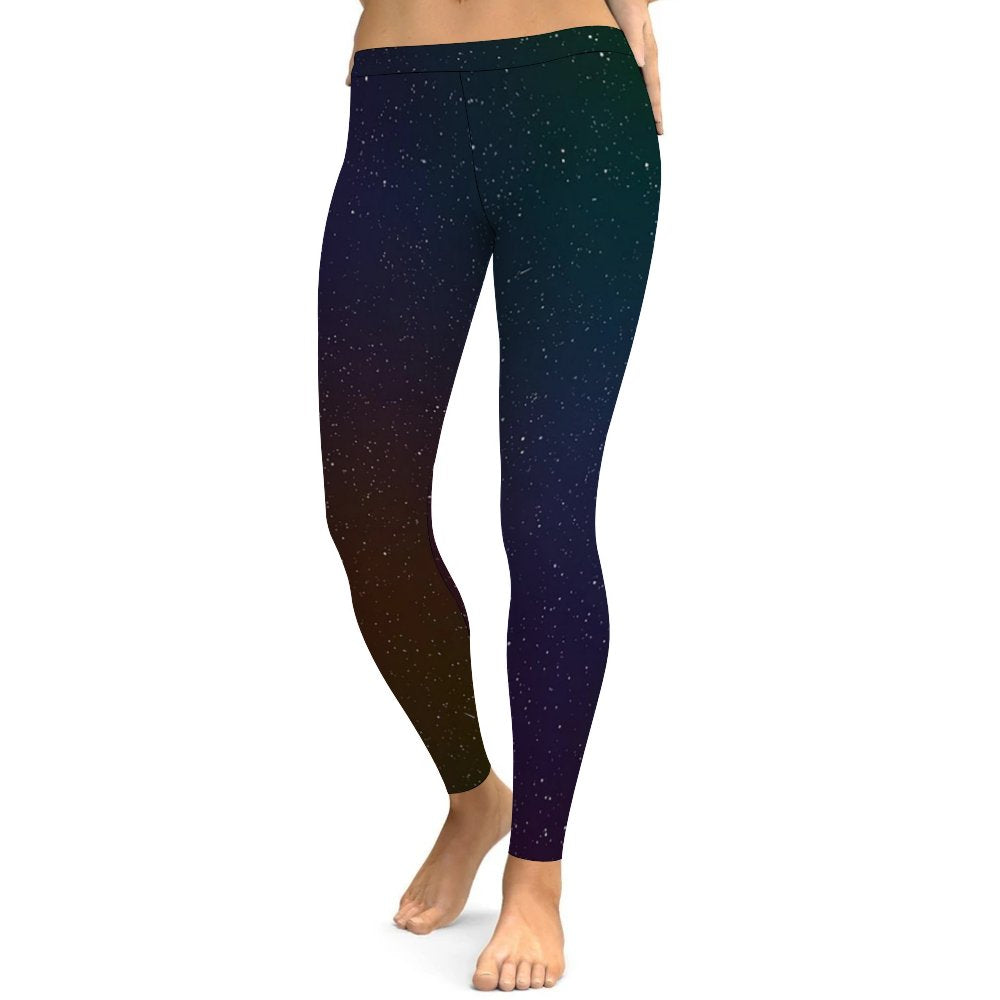 Yoga Leggings Tummy Control High Waist Stretchable Workout Pants Galaxy Printed