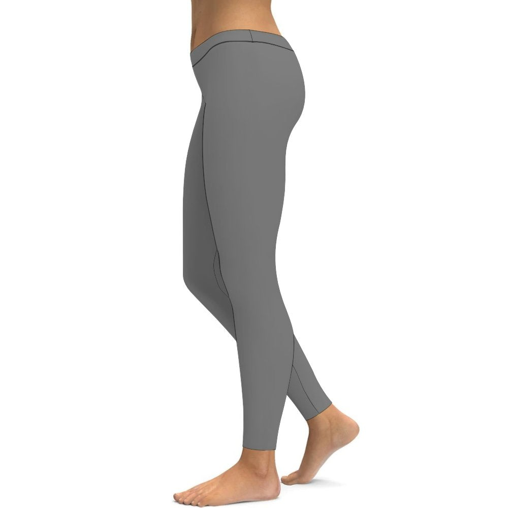Yoga Leggings Tummy Control High Waist Stretchable Workout Pants Solid Grey