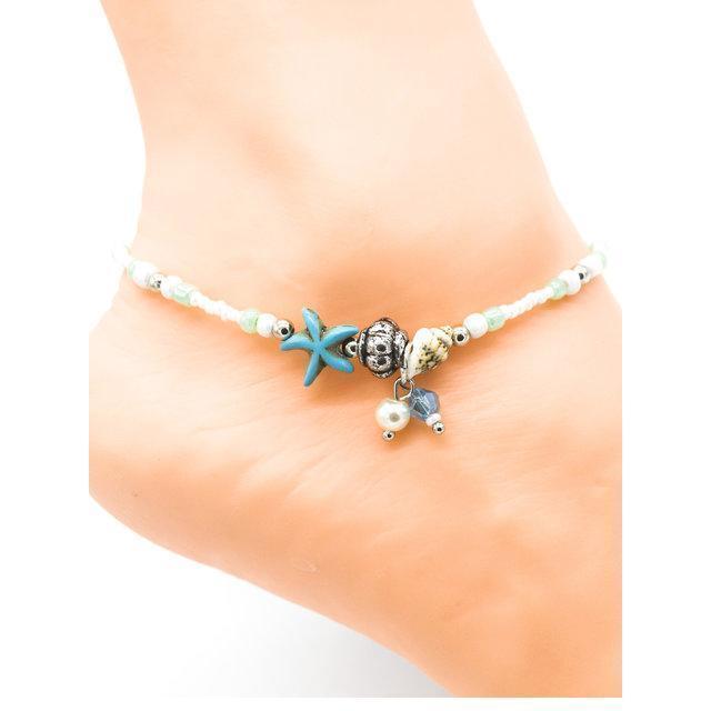 Conch Starfish Pendant Beaded Anklet Beach Anklet
