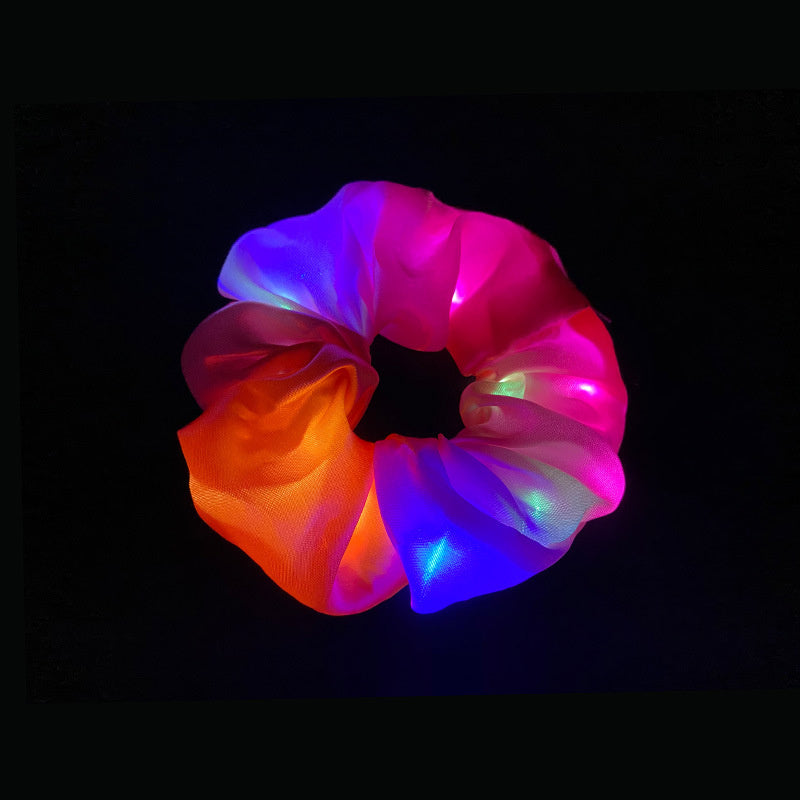 Girls LED luminous hair band color satin fabric hair tie