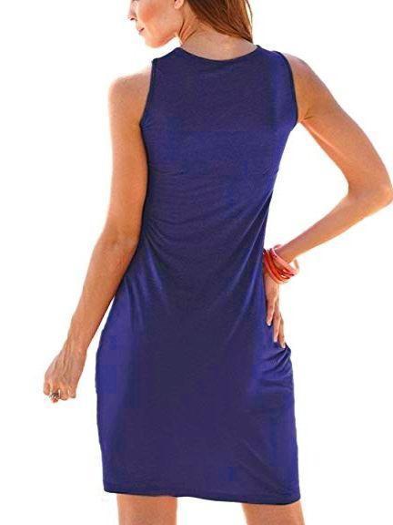 Women Round-neck Sleeveless Dress Casual Summer Short Dress