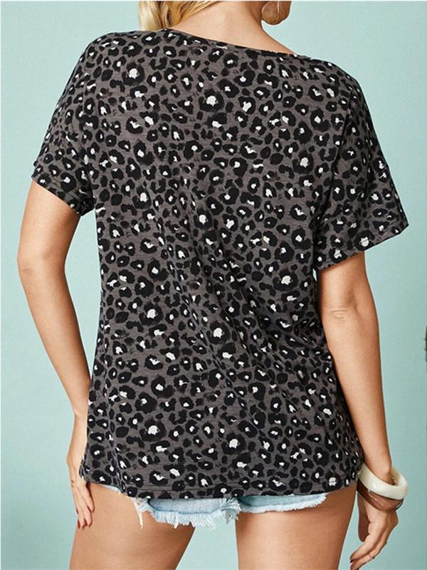 Women Short Sleeve V-neck Graphic Printed Top Blouse