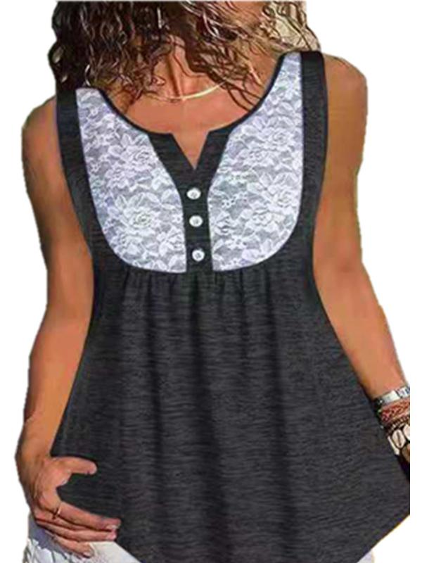 Women's V-neck Sleevelesss Printed Vest