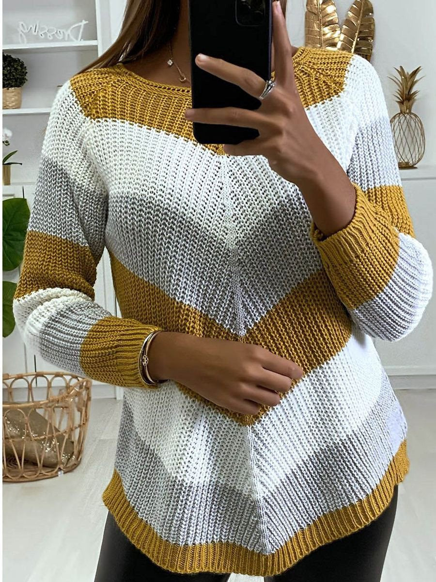 Women's Knitted Scoop Neck Long Sleeve Sweater