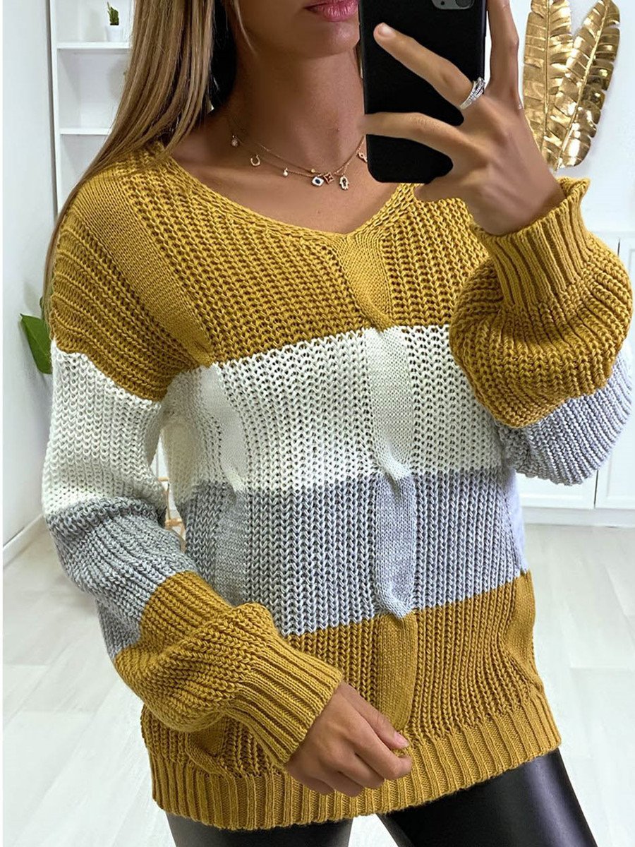Women's Long Sleeve V-neck Sweater