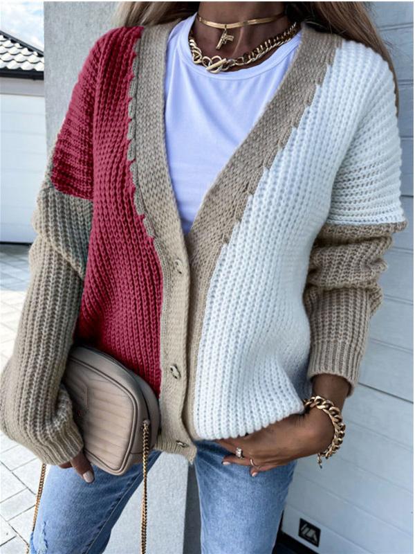 Women's Long Sleeve V-neck Cardigan Sweater