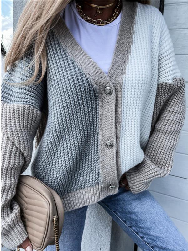 Women's Long Sleeve V-neck Cardigan Sweater
