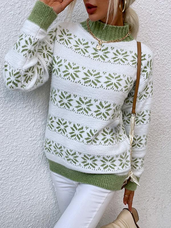 Women's Long Sleeve Floral Printed Sweater Top