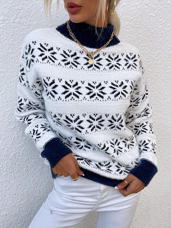 Women's Long Sleeve Floral Printed Sweater Top