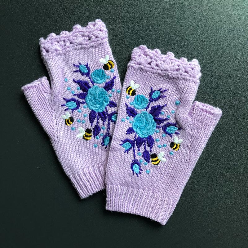 Winter Warm Knitted Printed Gloves