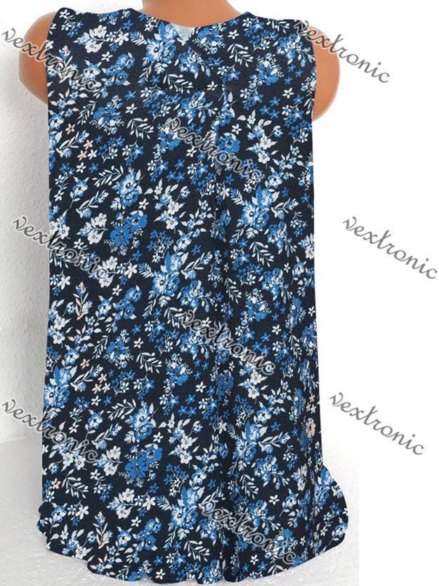 Women V-neck Floral Printed Sleeveless Top