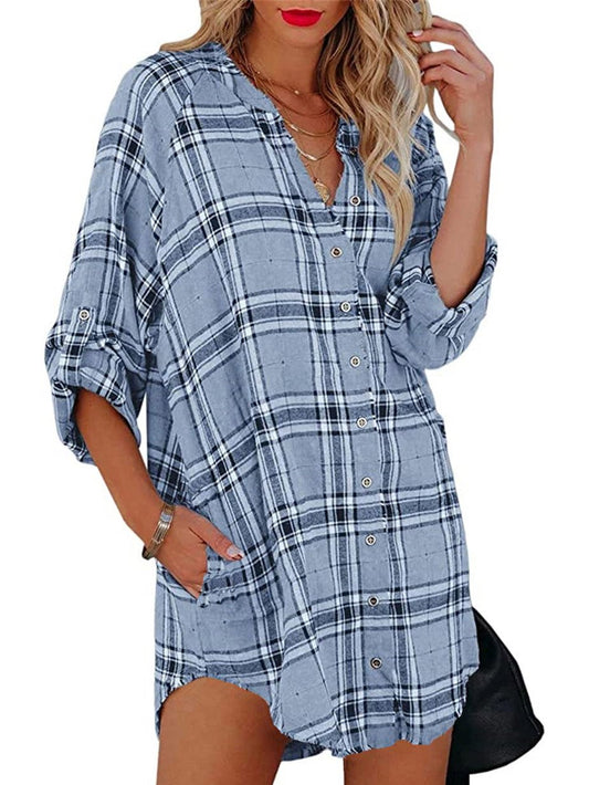 Women Long Sleeve V-neck Printed Shirt Top