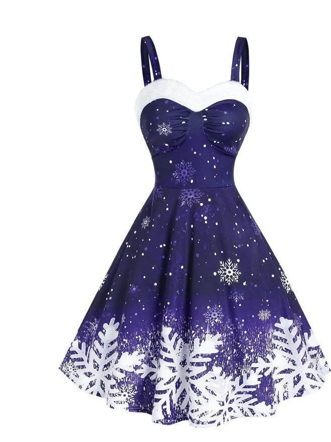 Women's Christmas Sleeveless Graphic Midi Dress