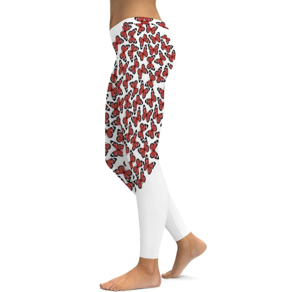Yoga Leggings Tummy Control High Waist Stretchable Workout Pants Heart Printed