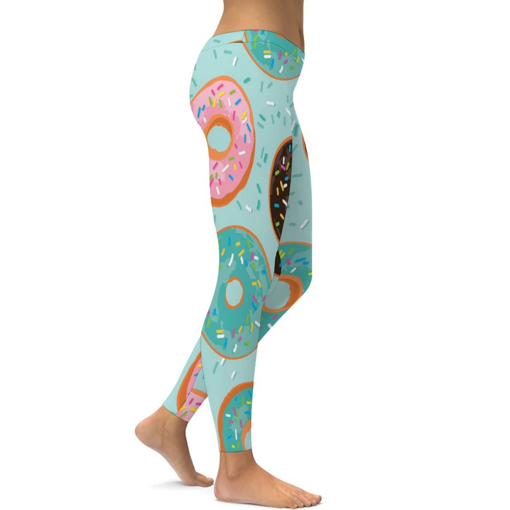 Yoga Leggings Tummy Control High Waist Stretchable Workout Pants Donuts Printed