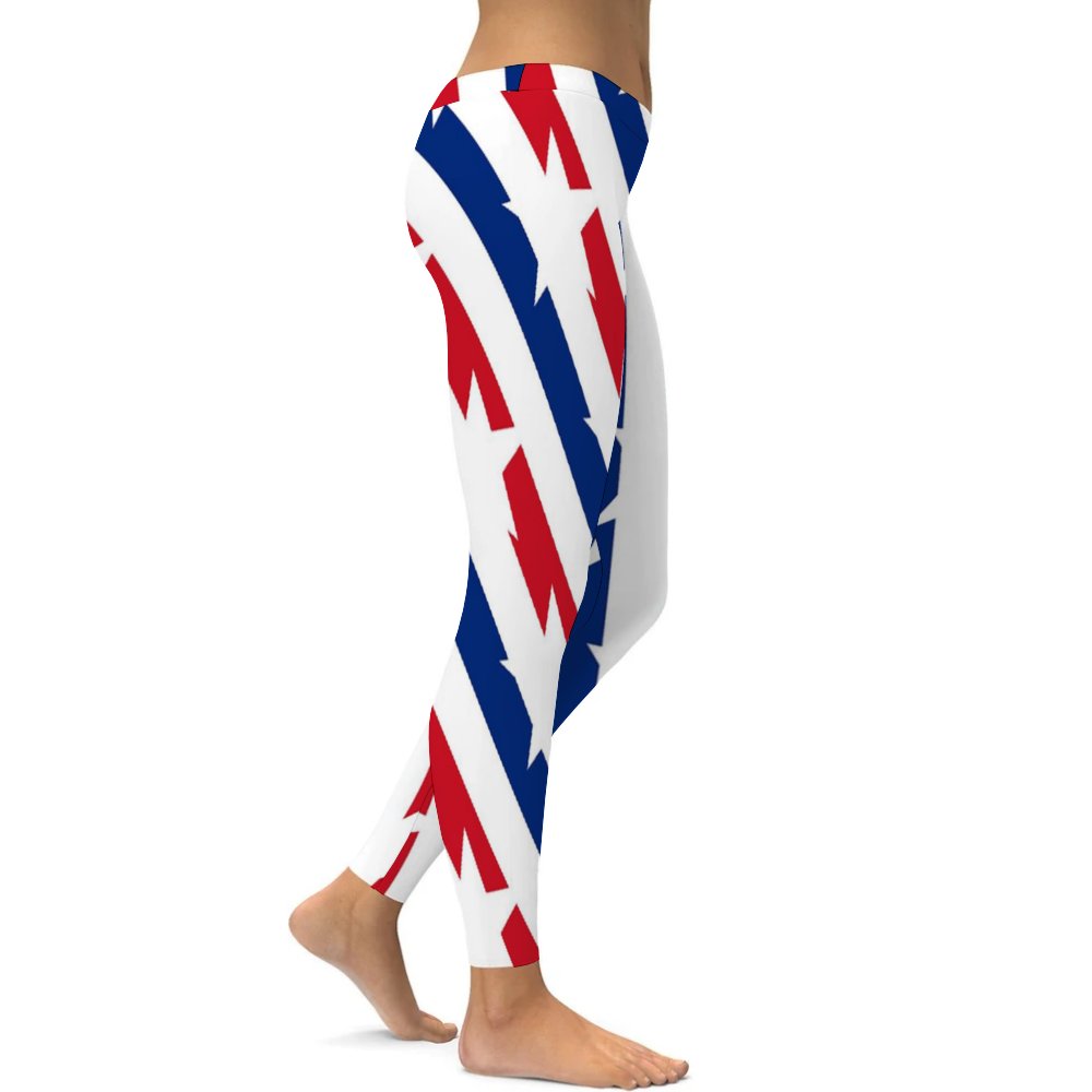 Yoga Leggings Tummy Control High Waist Stretchable Workout Pants American Flag Heart Printed