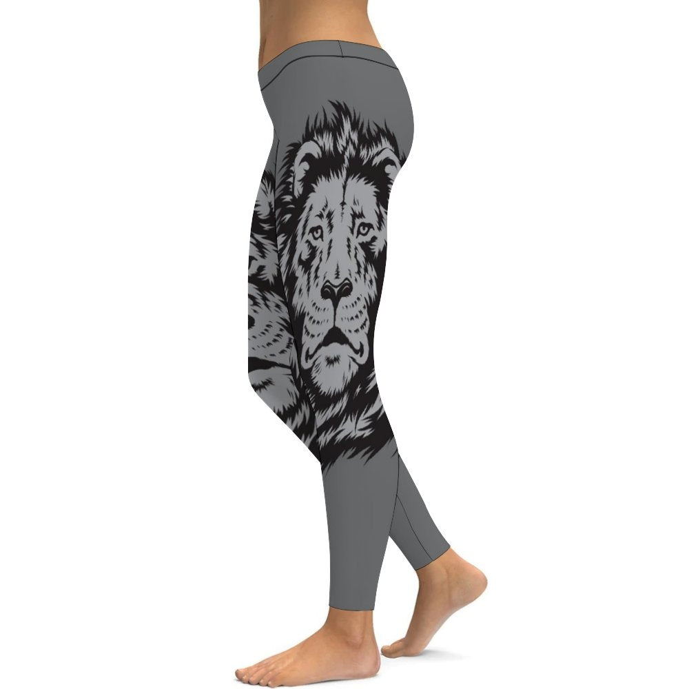 Yoga Leggings Tummy Control High Waist Stretchable Workout Pants Lion Printed