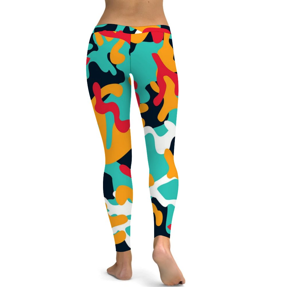 Yoga Leggings Tummy Control High Waist Stretchable Workout Pants Camo Printed