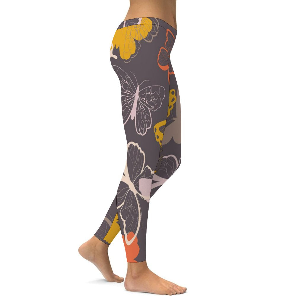 Yoga Leggings Tummy Control High Waist Stretchable Workout Pants Butterfly Printed