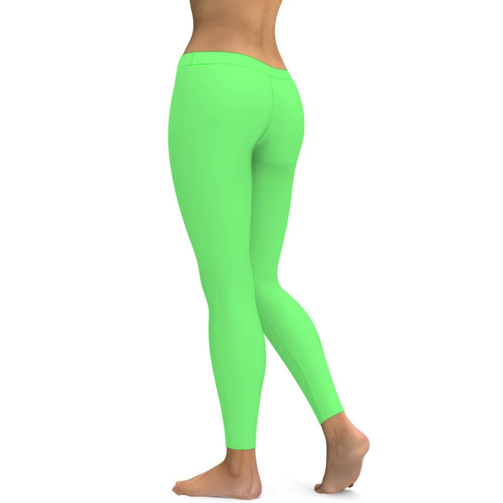 Yoga Leggings Tummy Control High Waist Stretchable Workout Pants Solid Light Green