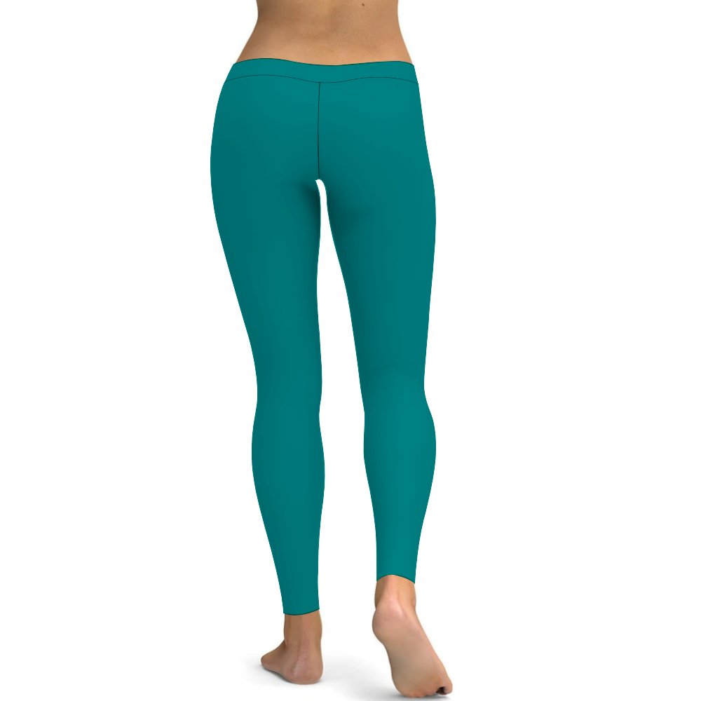Yoga Leggings Tummy Control High Waist Stretchable Workout Pants Solid Teal