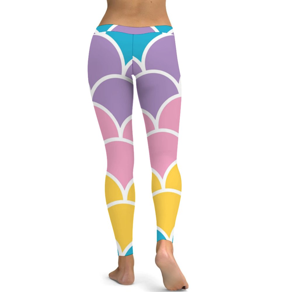 Yoga Leggings Tummy Control High Waist Stretchable Workout Pants Mermaid Printed