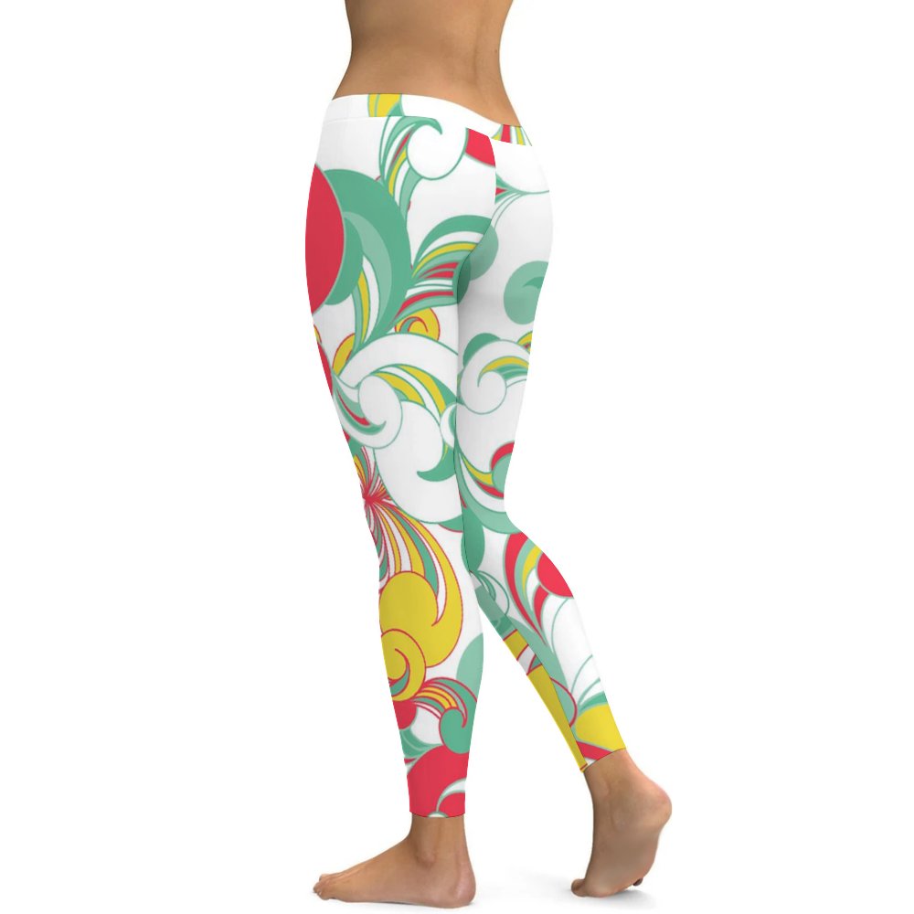 Yoga Leggings Tummy Control High Waist Stretchable Workout Pants Floral Printed