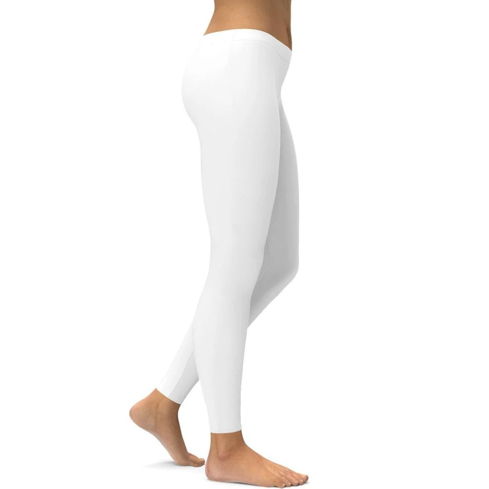 Yoga Leggings Tummy Control High Waist Stretchable Workout Pants Solid White