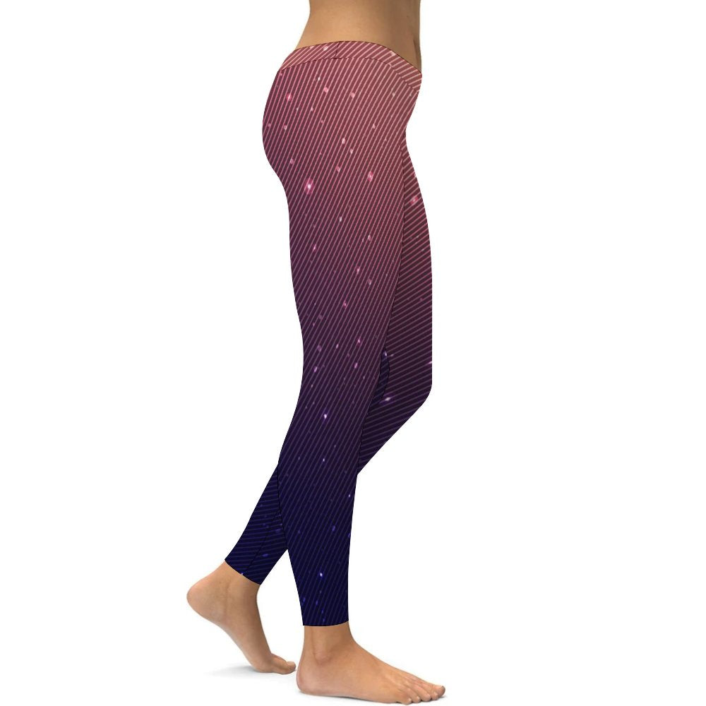 Yoga Leggings Tummy Control High Waist Stretchable Workout Pants Galaxy Printed