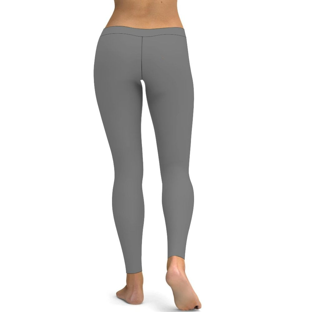 Yoga Leggings Tummy Control High Waist Stretchable Workout Pants Solid Grey