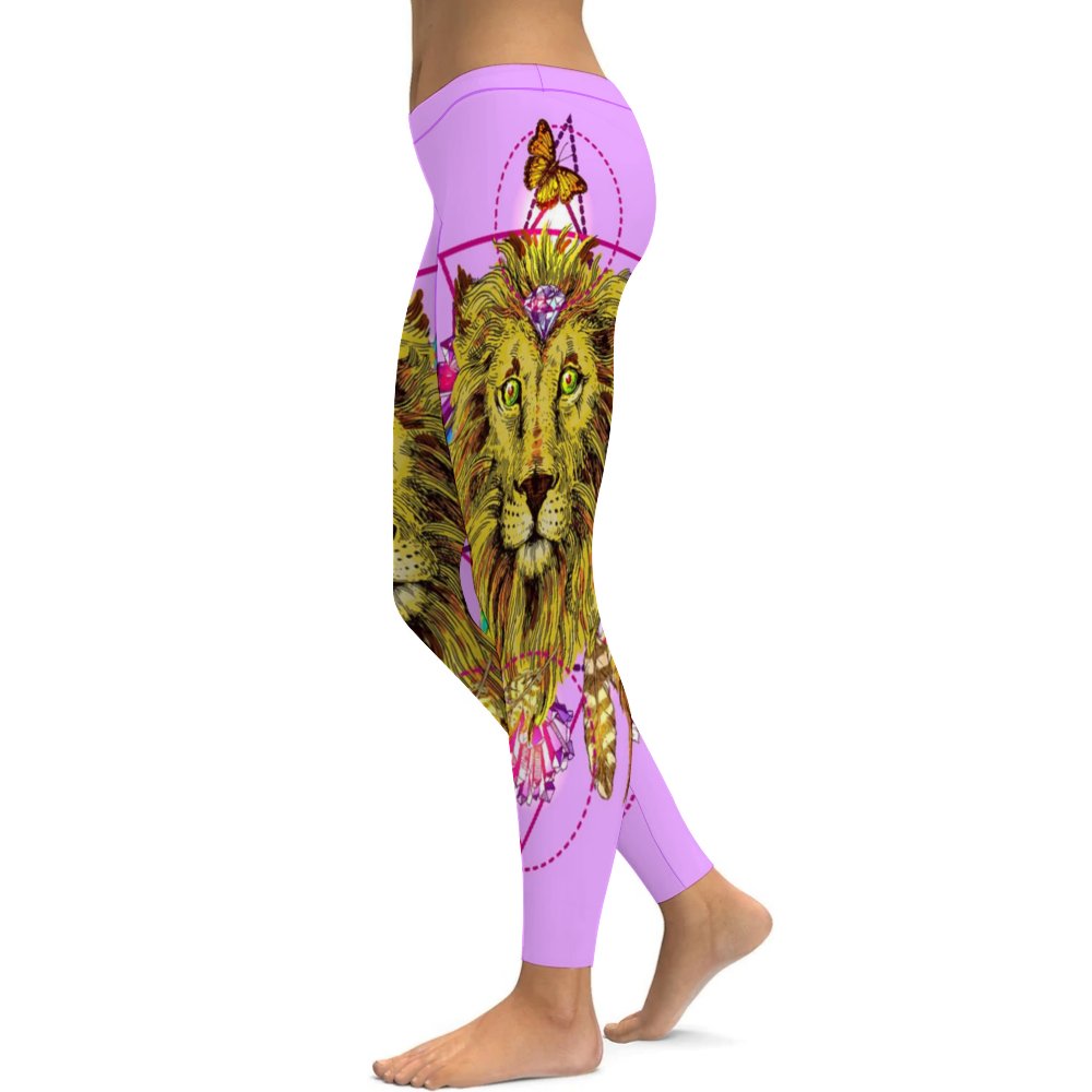 Yoga Leggings Tummy Control High Waist Stretchable Workout Pants Lion Printed